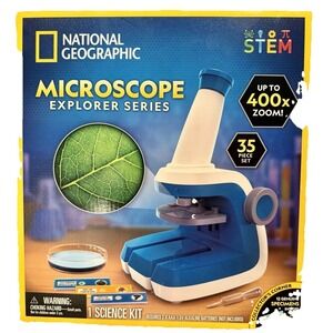 National Geographic Explorer Series Microscope for Kids 400X Zoom, 35+ Piece Set